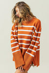 Ribbed Hem Stripe Sweater - My Store