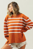 Ribbed Hem Stripe Sweater - My Store