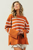 Ribbed Hem Stripe Sweater - My Store