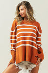 Ribbed Hem Stripe Sweater - My Store