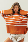 Ribbed Hem Stripe Sweater - My Store