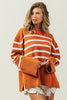 Ribbed Hem Stripe Sweater - My Store