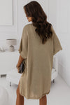 Khaki Dolman Half Sleeve Pocketed Long Cardigan - My Store