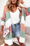 Green Colorblock Stripe Open-Front Cardigan - My Store