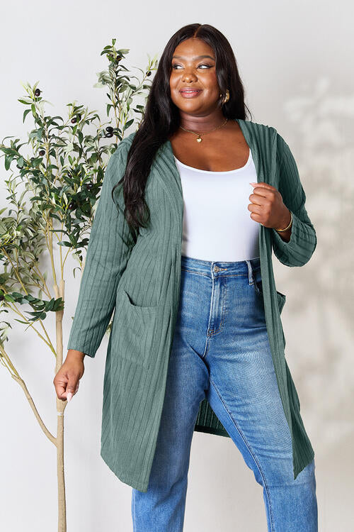 Basic Bae Full Size Hooded Sweater Cardigan - My Store