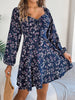 Printed Sweetheart Neck Balloon Sleeve Mini Dress - My Store