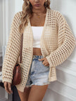 Openwork Open Front Long Sleeve Cardigan - My Store