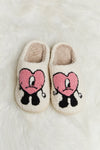 Melody Love Heart Print Plush Slippers - My Store