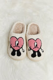 Melody Love Heart Print Plush Slippers - My Store