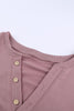 Women Pink Buttoned V Neck Cotton Loose Fit Top - My Store