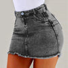 Women's High Stretch A-Line Mini Skirt in Washed Denim - My Store