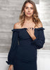 Women's Off Shoulder Bodycon Dress In Navy - My Store