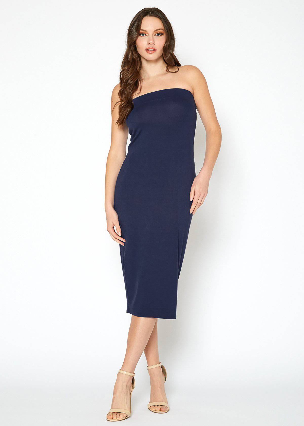 Women's Tube Top Bodycon Midi Dress - My Store