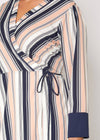 Women's Printed Wrap Dress With Cuff Binding in Multi Stripe - My Store