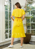 Women's Asymmetrical Hem Button Front Skirt in Yellow - My Store