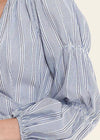 Smocked Sleeve Stripe Wrap Blouse in Blue - My Store