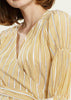 Smocked Sleeve Stripe Wrap Blouse in Yellow - My Store