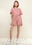 Women's Ruffled Hem High-waist Shorts In Pink - My Store