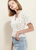 Women's Triangle Print Puff Sleeve Blouse in White triangle - My Store