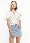 Women's Triangle Print Puff Sleeve Blouse in White triangle - My Store