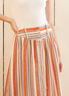 Women's Multi Stripe Button Front Midi Skirt in Rust Multi - My Store