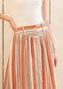 Women's Multi Stripe Button Front Midi Skirt in Rust Multi - My Store