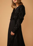 Women's Puffy Shoulder Dress in Black Stripe - My Store