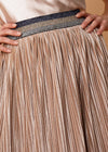 Women's Glitter Waistband Pleated Skirt in Champagne - My Store