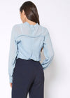 Women's Mandarin Collar Shirt Blouse In Cashmere Blue - My Store