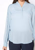 Women's Mandarin Collar Shirt Blouse In Cashmere Blue - My Store