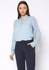 Women's Mandarin Collar Shirt Blouse In Cashmere Blue - My Store