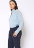 Women's Mandarin Collar Shirt Blouse In Cashmere Blue - My Store