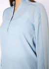 Women's Mandarin Collar Shirt Blouse In Cashmere Blue - My Store