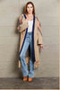 Double Take Geometric Fringe Hem Open Front Duster Cardigan - My Store