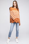 Ribbed Hem Stripe Sweater - My Store