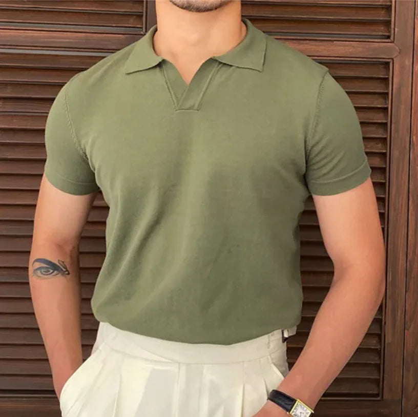 Open Neck Short Sleeve Polo - My Store