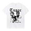 Graphic Cartoon Tupac Print T-shirt - My Store