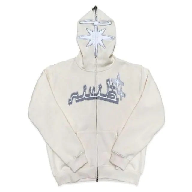 Full Zip Star Print Hoodies - My Store