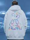 High Street Graffiti Bear Print Men's Fleece Hoodie - My Store