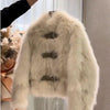 Women's Short Faux Fur Coat with Stand Collar - My Store