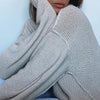 Knitted solid casual o neck sweater jumper Women autumn - My Store