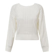 Knitted hollow out o neck pullover Women backless long sleeve - My Store