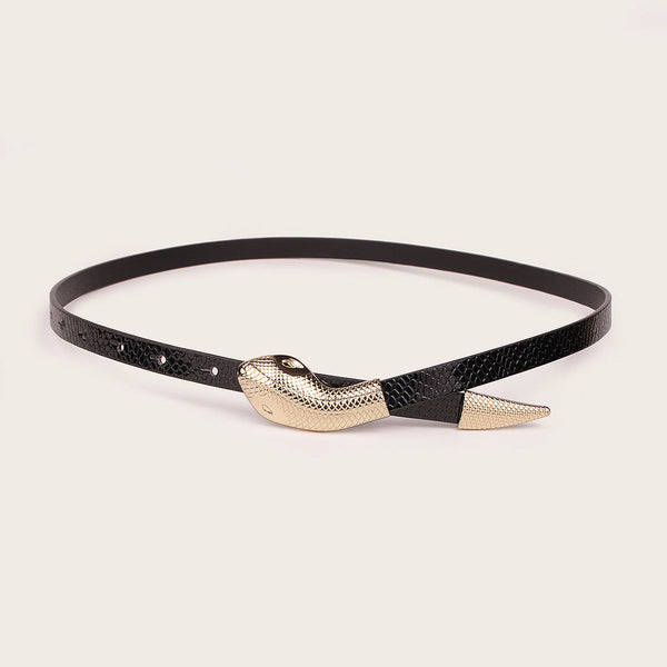 Patent Leather Snakeskin Snap Belt - My Store