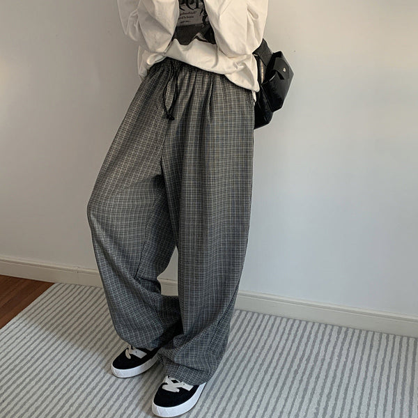 Men's retro plaid draped casual trousers - My Store