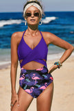 Cross Wrap Floral Print Swimsuit - My Store