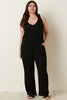 Mittoshop Rib Knit V-Neck Cross Back Jumpsuit - My Store