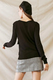 Black Front Flare Detail Long Sleeve Top /3-2-1 - My Store