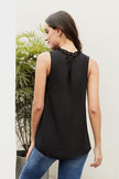 Chic Black Ruffle Trim Neckline Tank Top - My Store