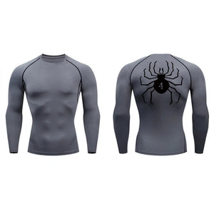 Compression Sport Shirt with Spider Print