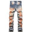 High Street Orange Star Embroidery Jeans - My Store